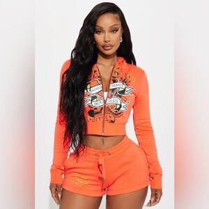 Ed Hardy Heart Tattoo Front Hoodie - Peach